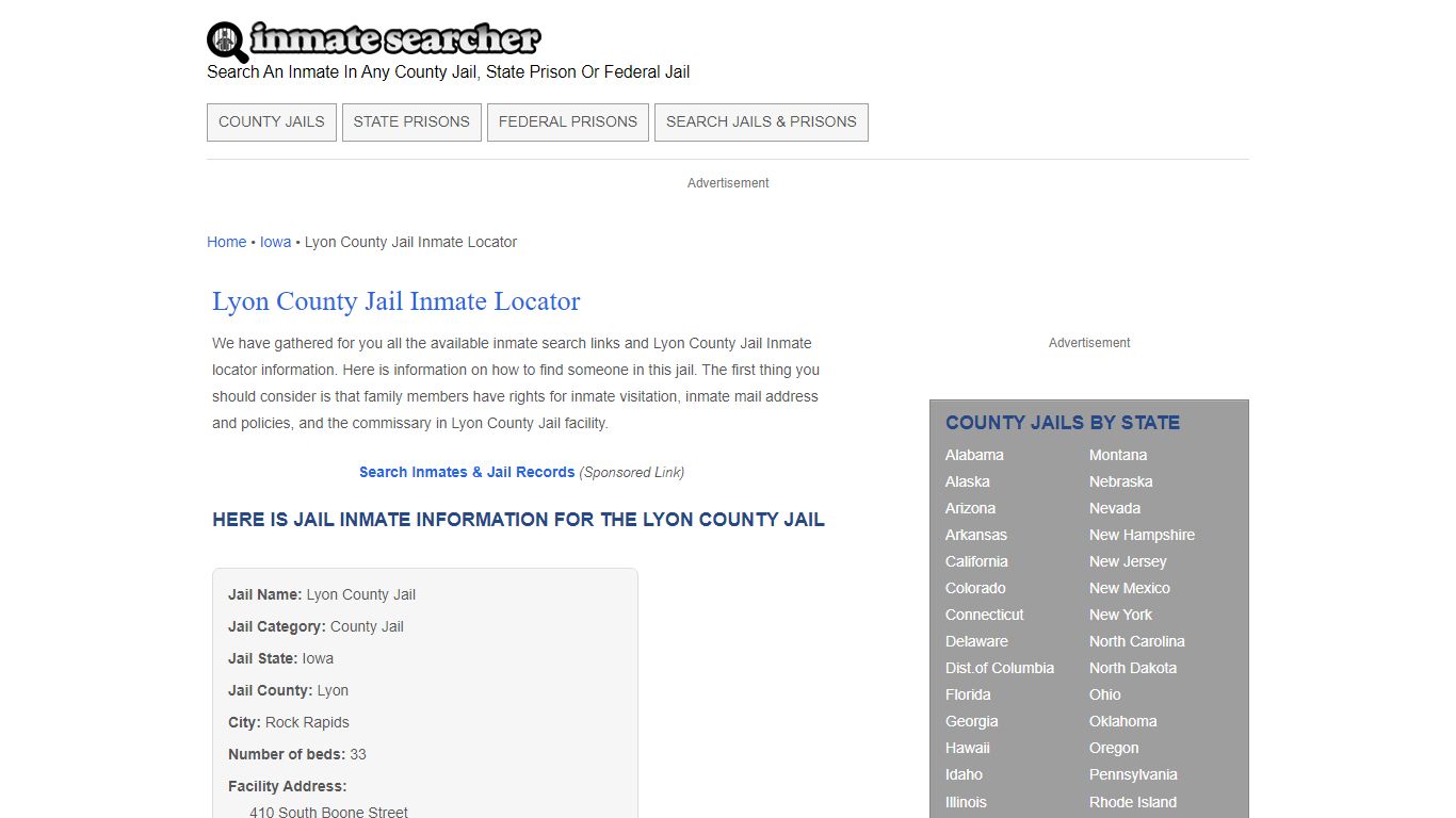 Lyon County Jail Inmate Locator - Inmate Searcher